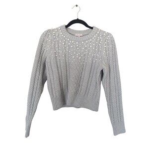 J. Crew Gray Sweater with Pearl Accents